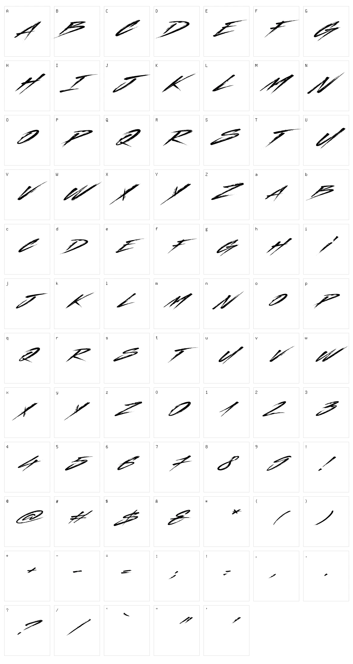 Indelible Character Set