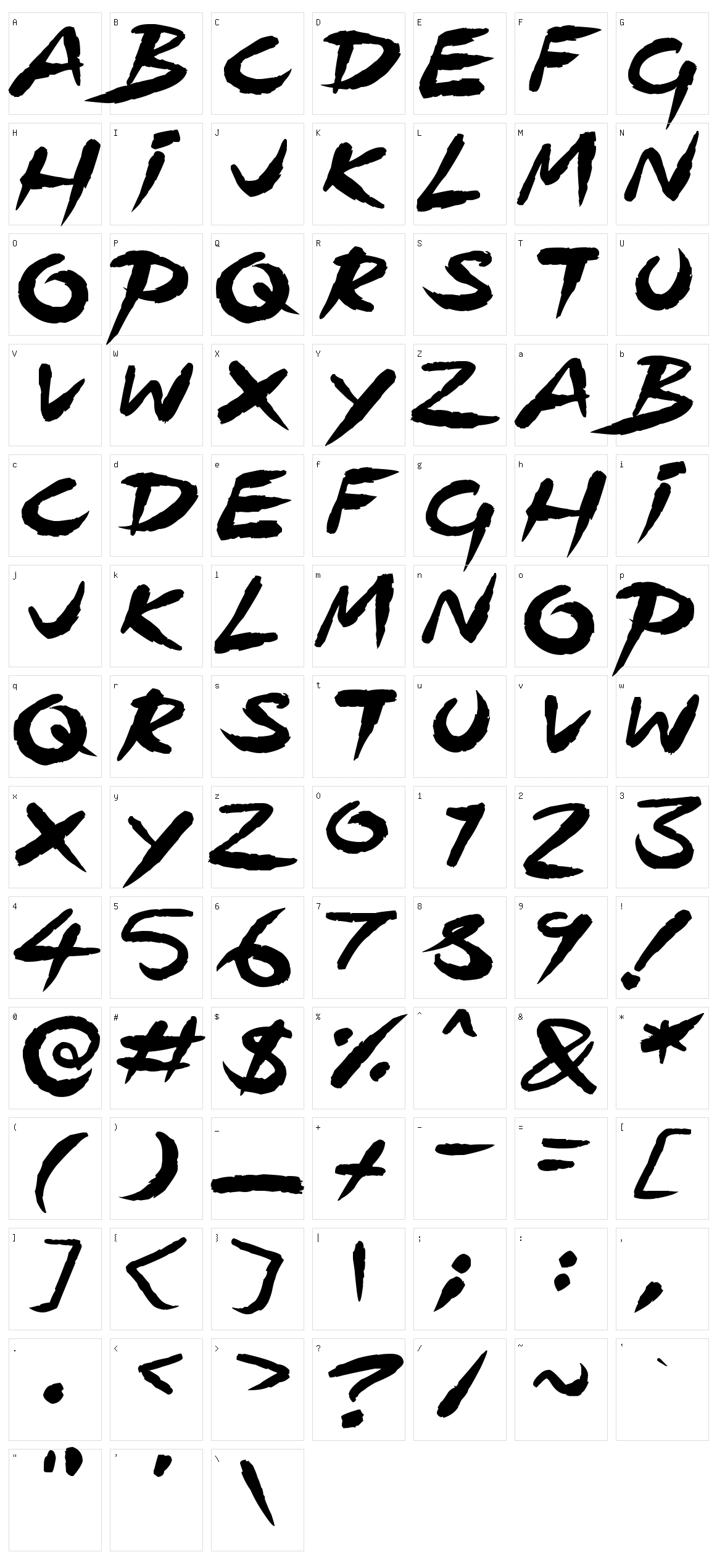 Speeding Brush Character Set