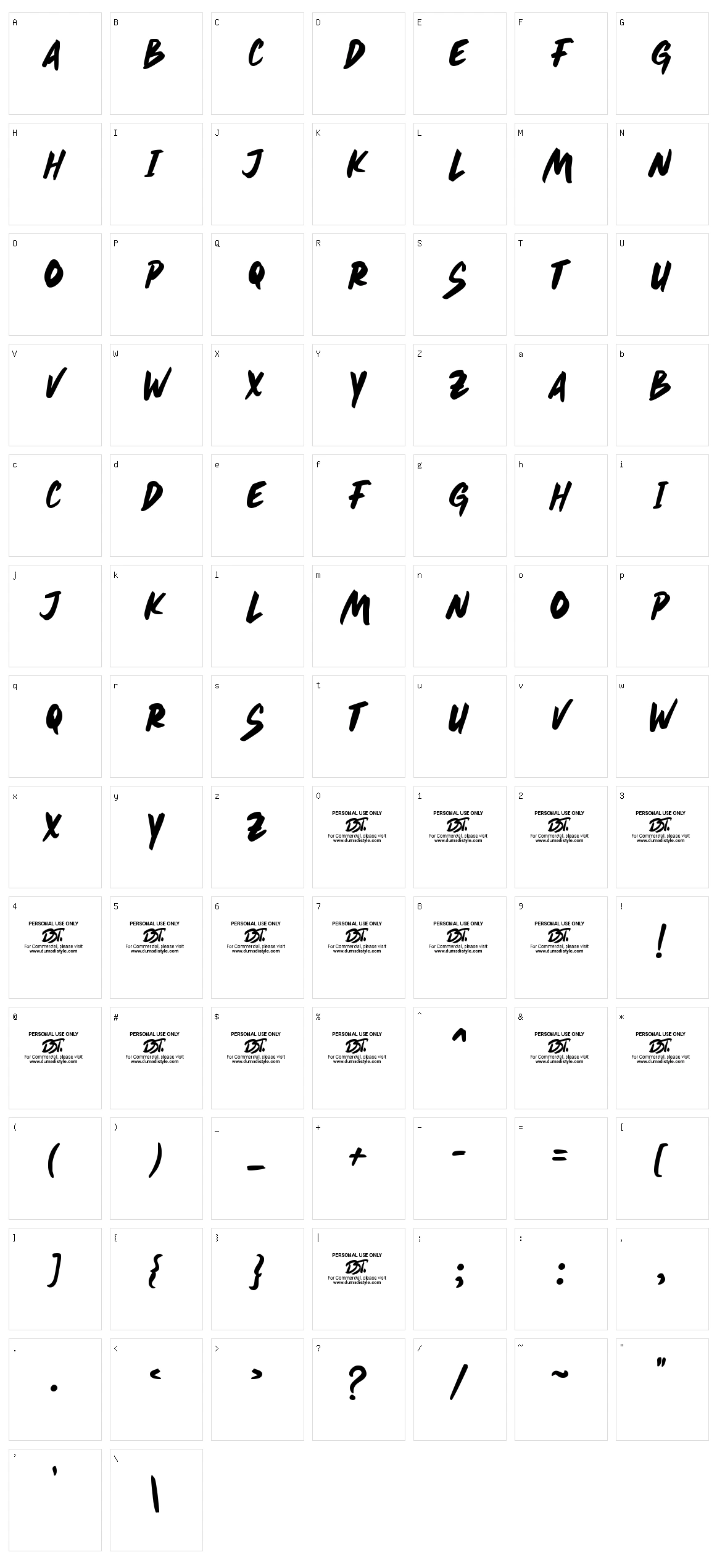 Swarth Character Set