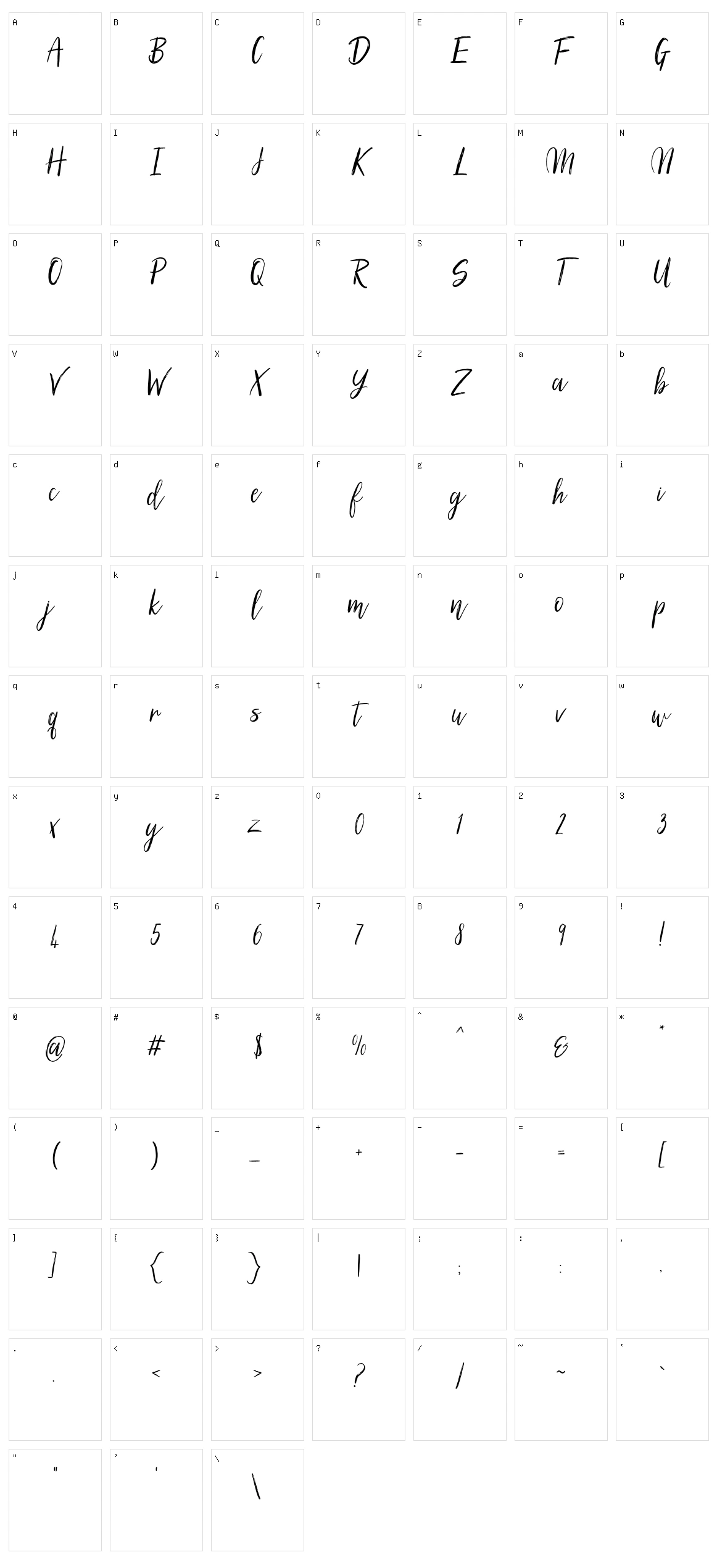Silhouetto Script Character Set