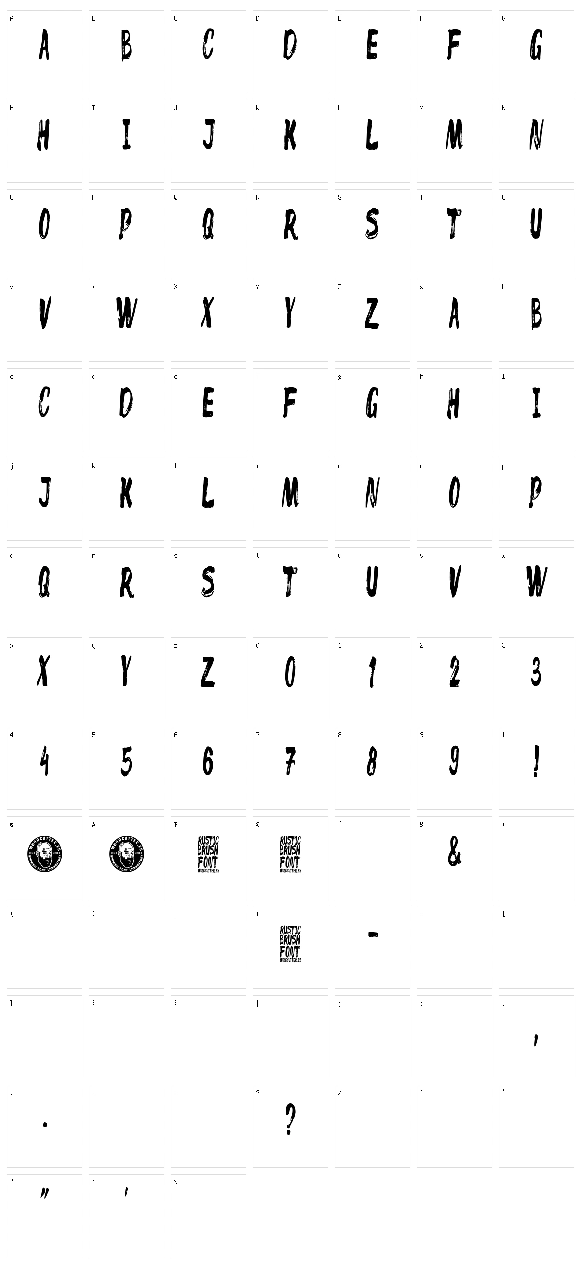 Rustic Brush Character Set