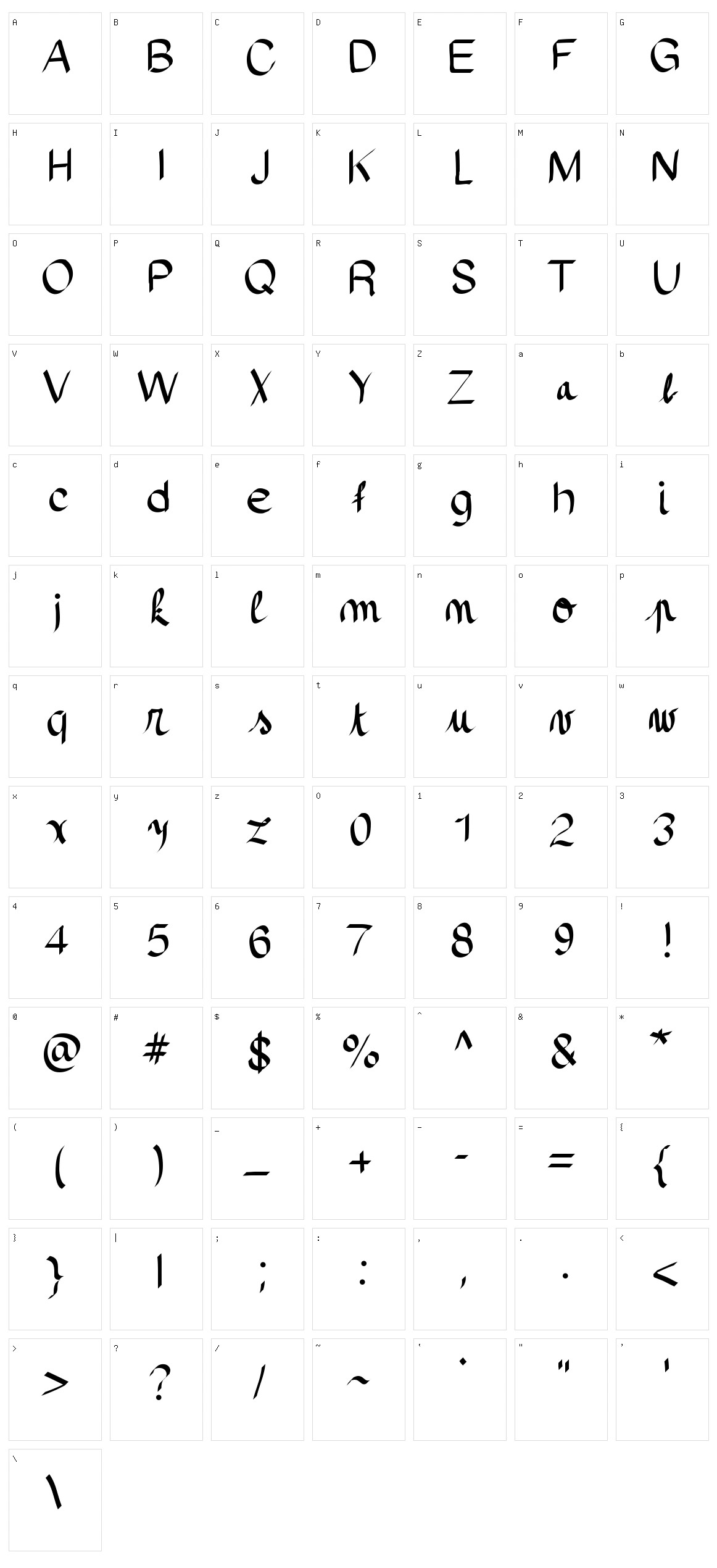 Pinceau Character Set