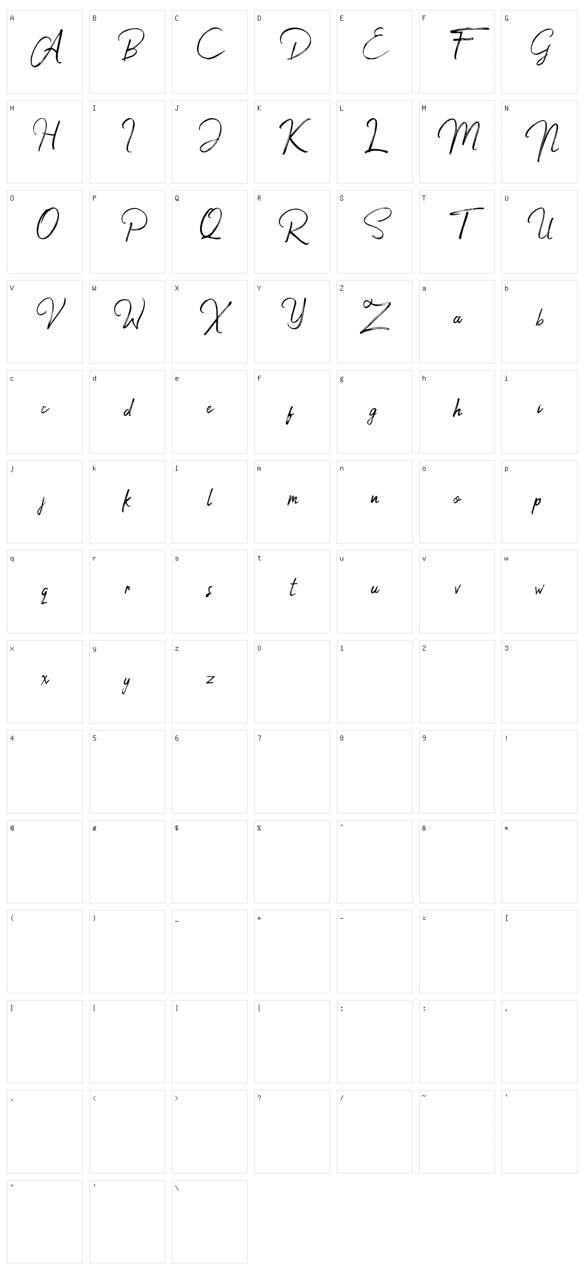 Jacklyne Character Set