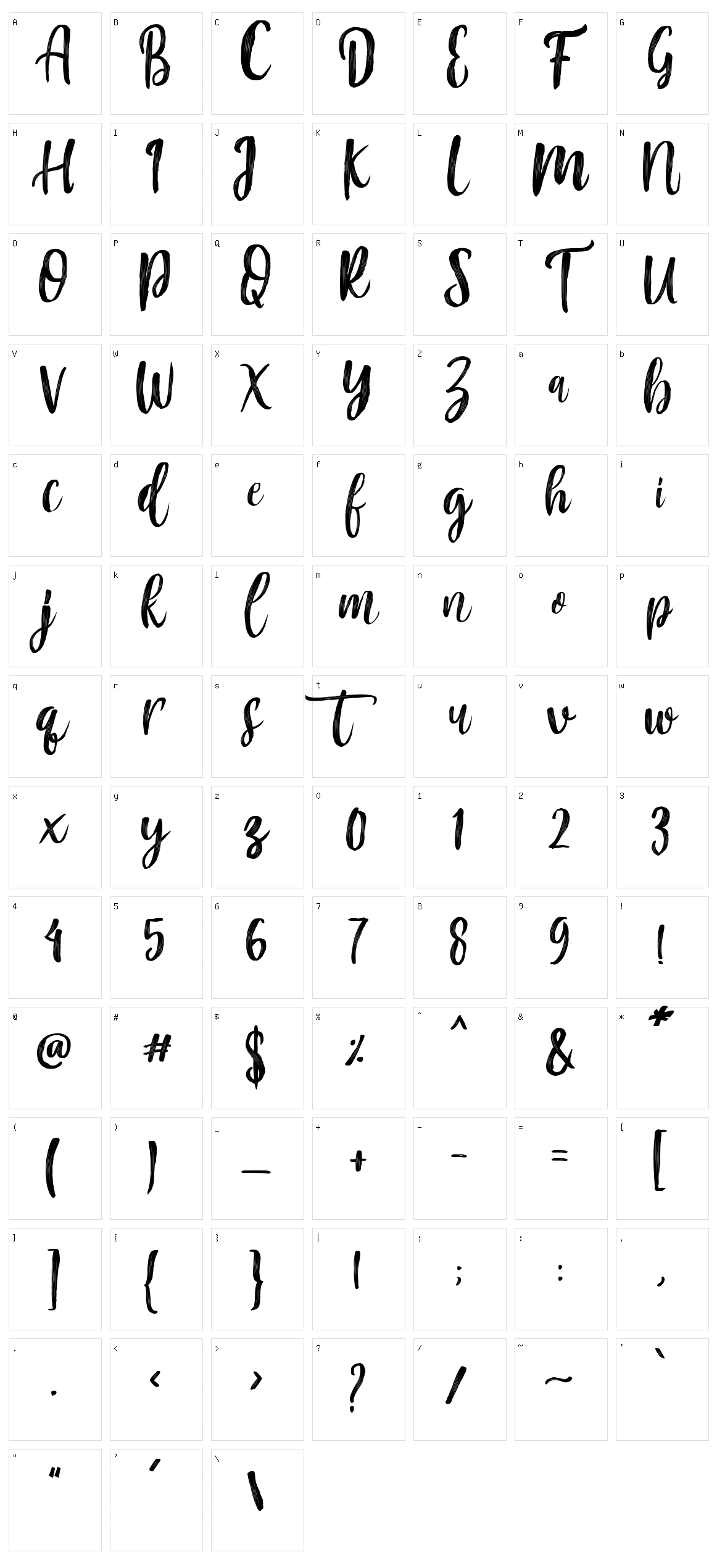 Mountain Script Character Set