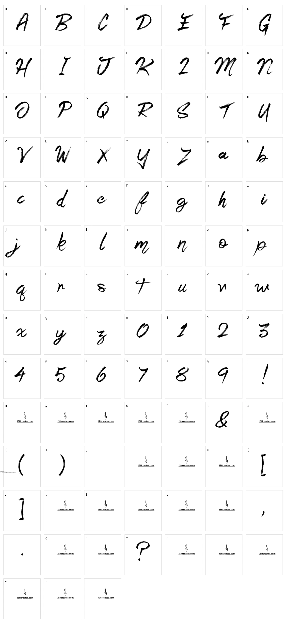 Samantha Hannah Character Set