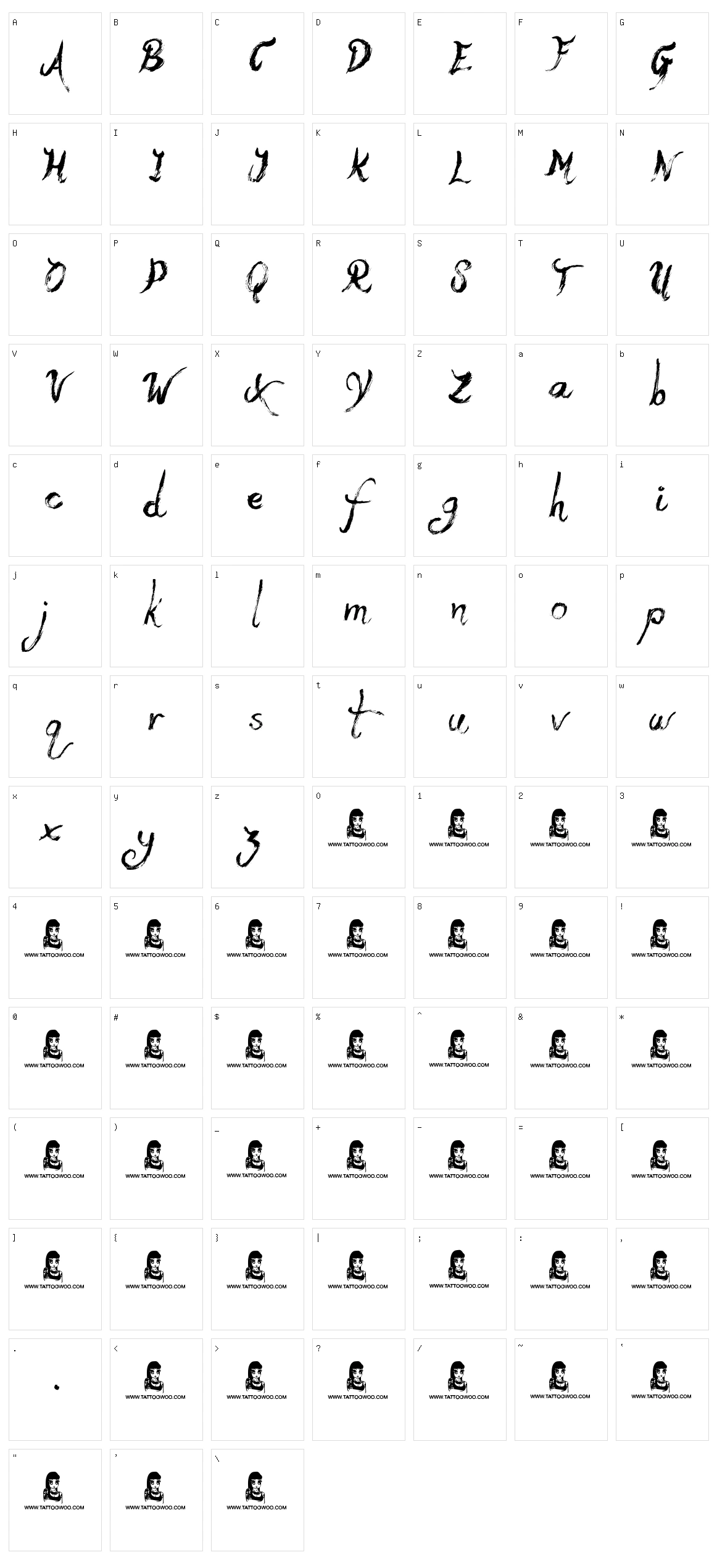 Yeti Fety Character Set