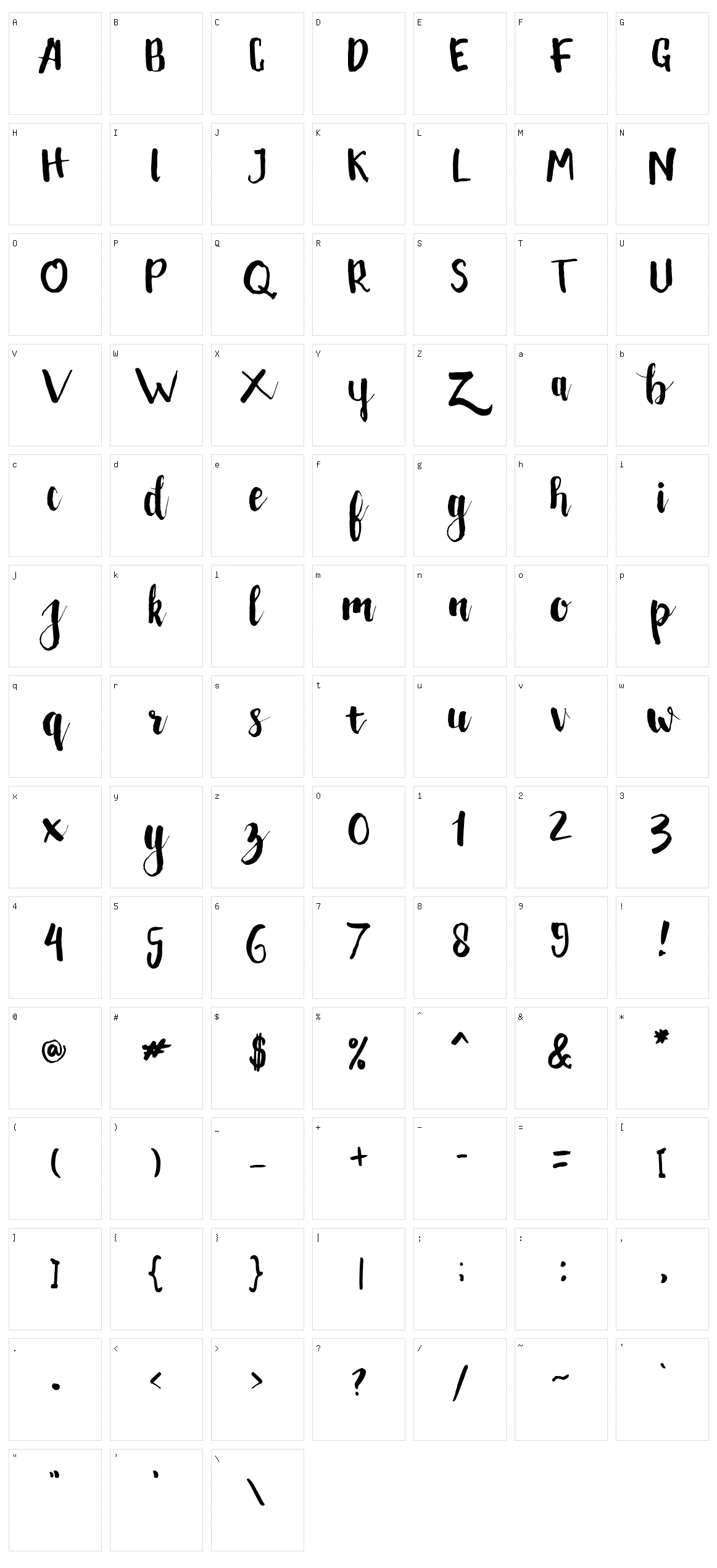 Peudada Character Set