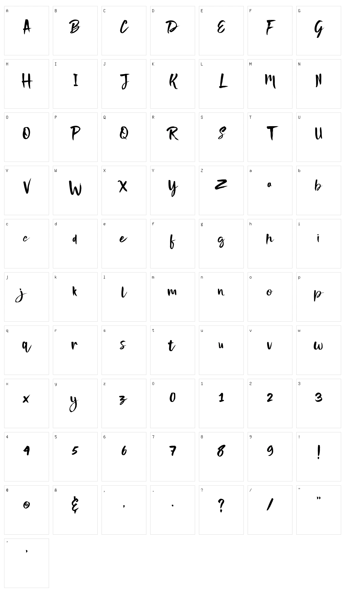 Nightype Character Set