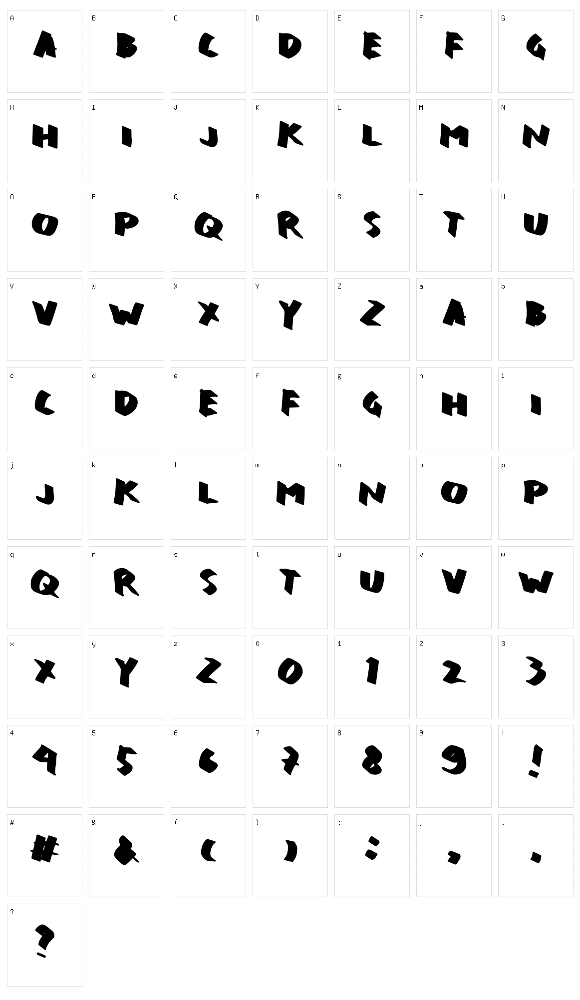 Tilt Pen X Character Set