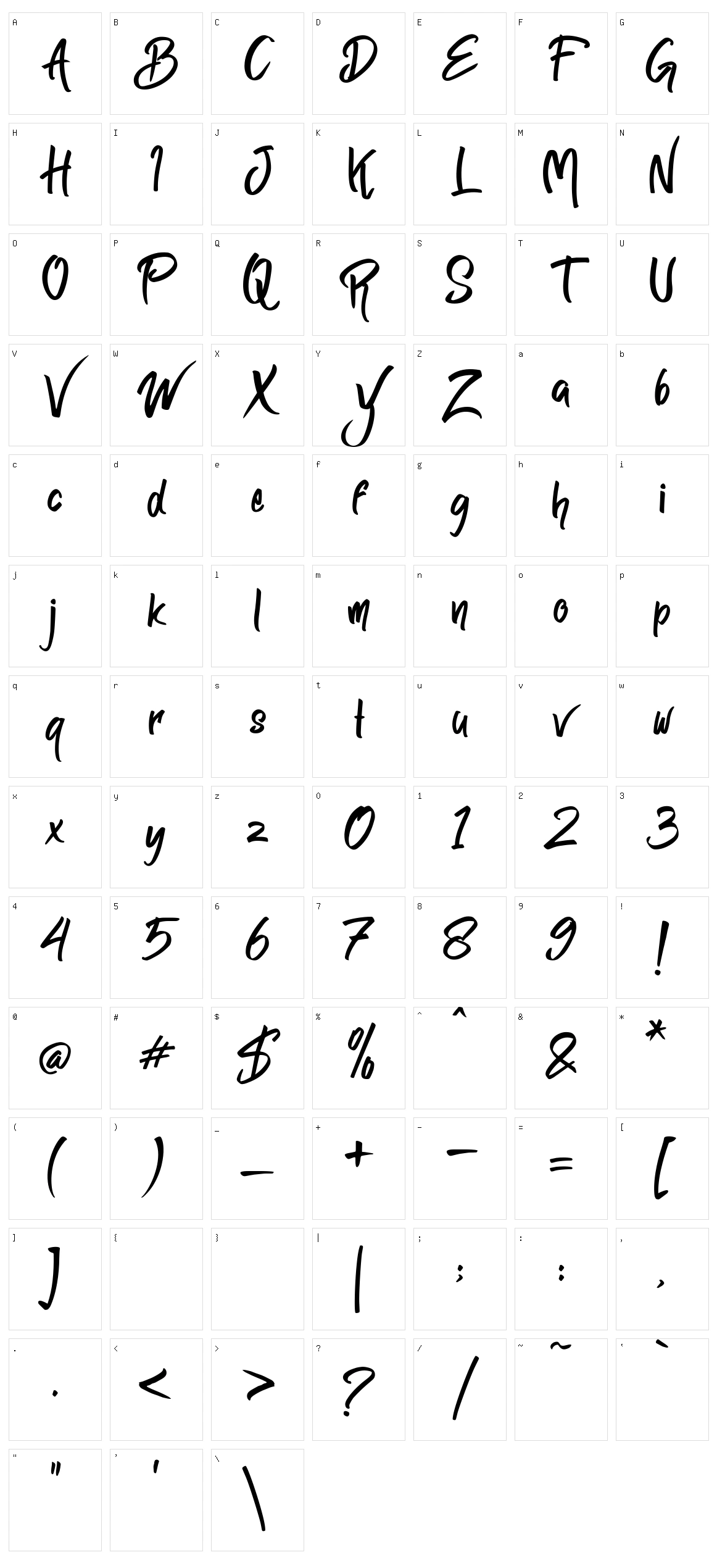 Remaglide Character Set