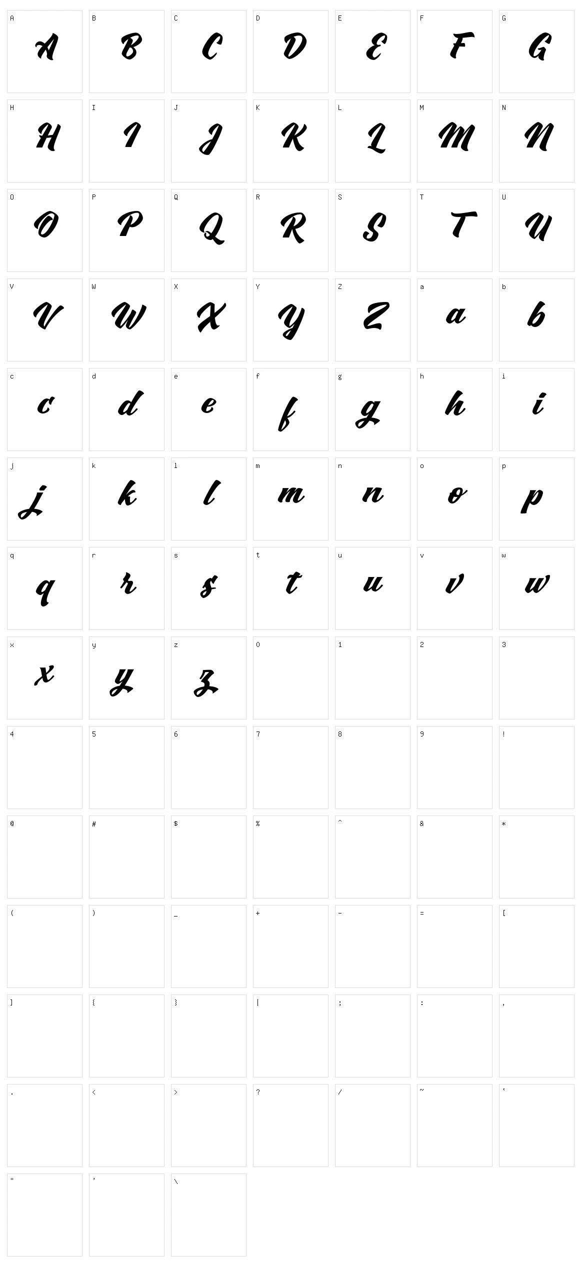 Swordfish Character Set