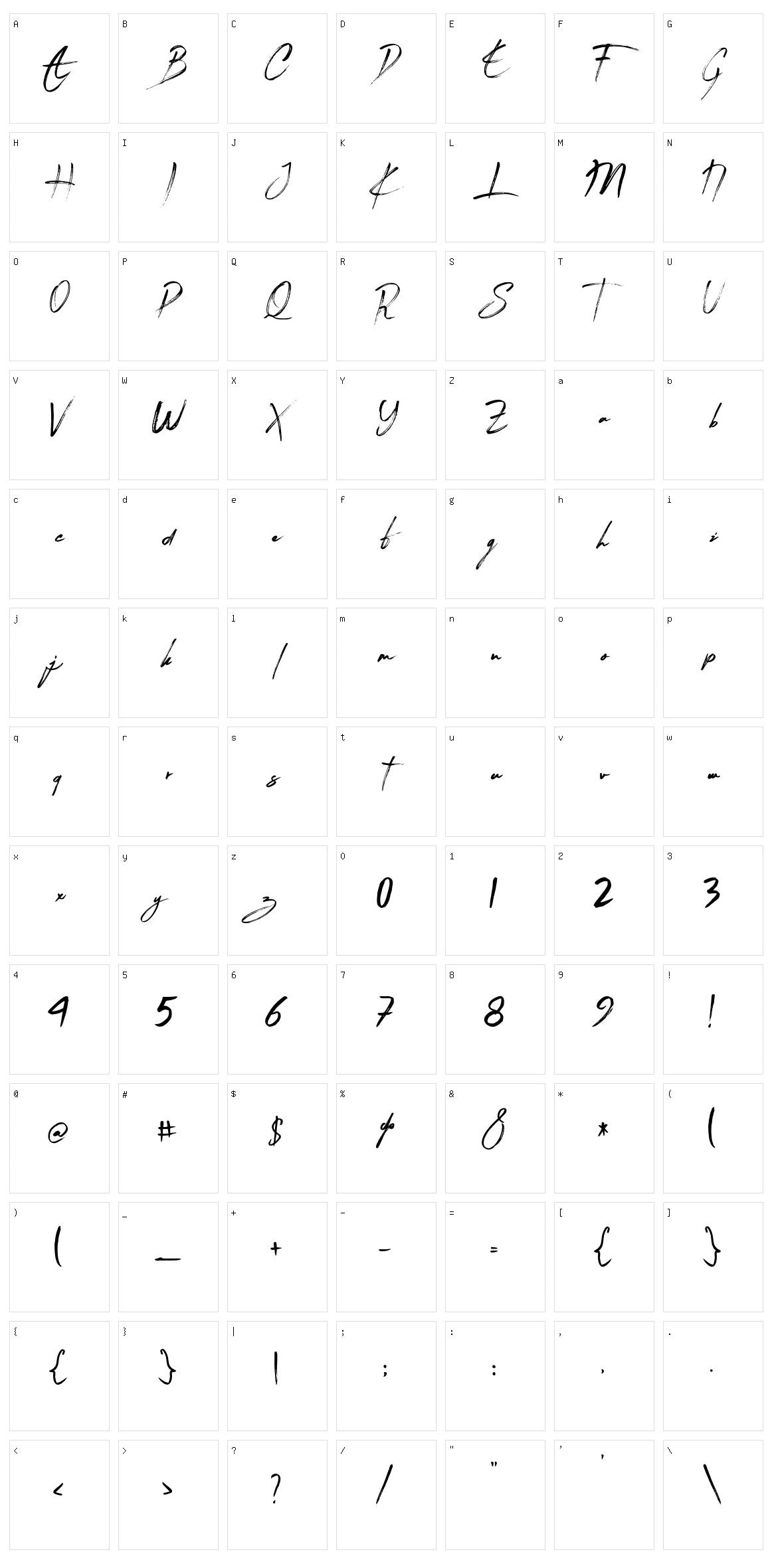 Granady Character Set