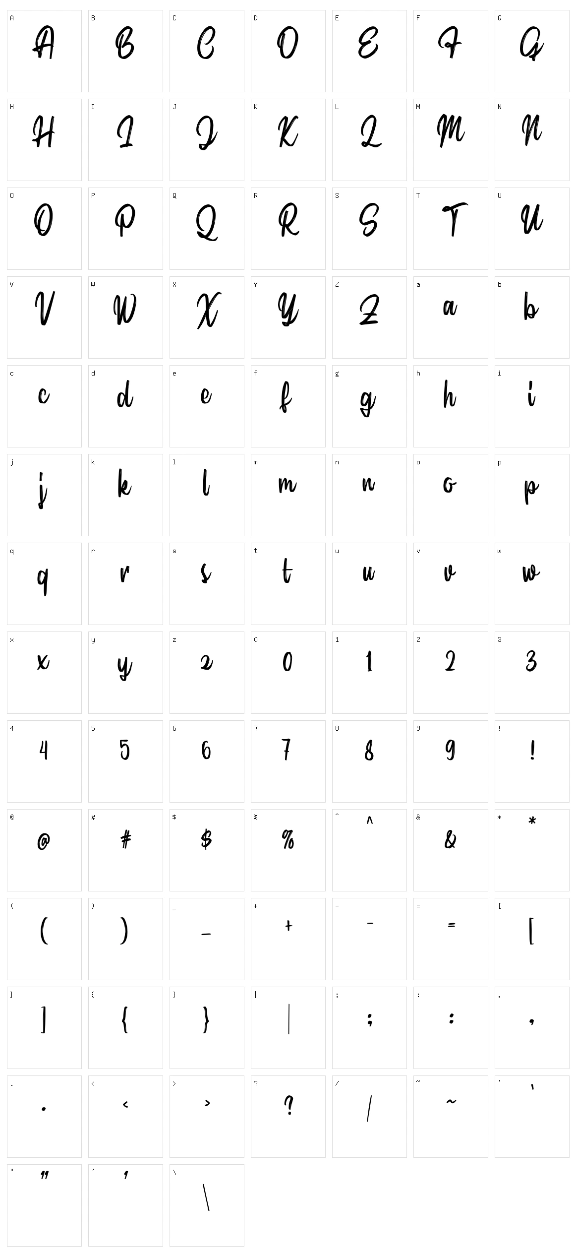 Sindoro Script Character Set