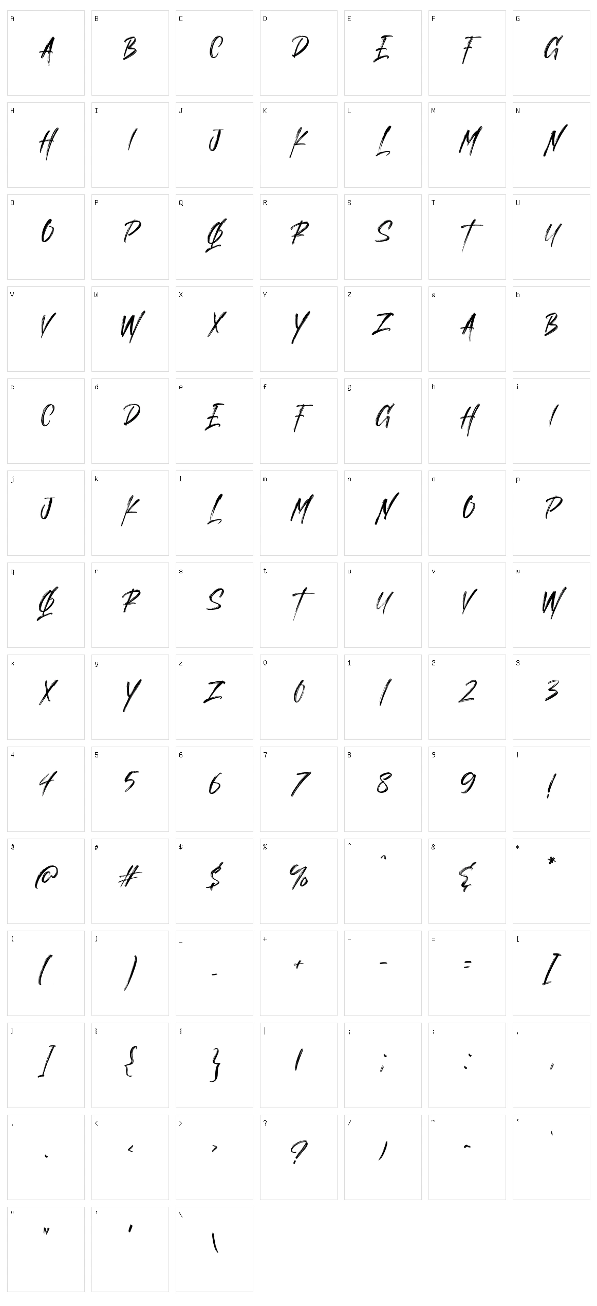 Trista Character Set