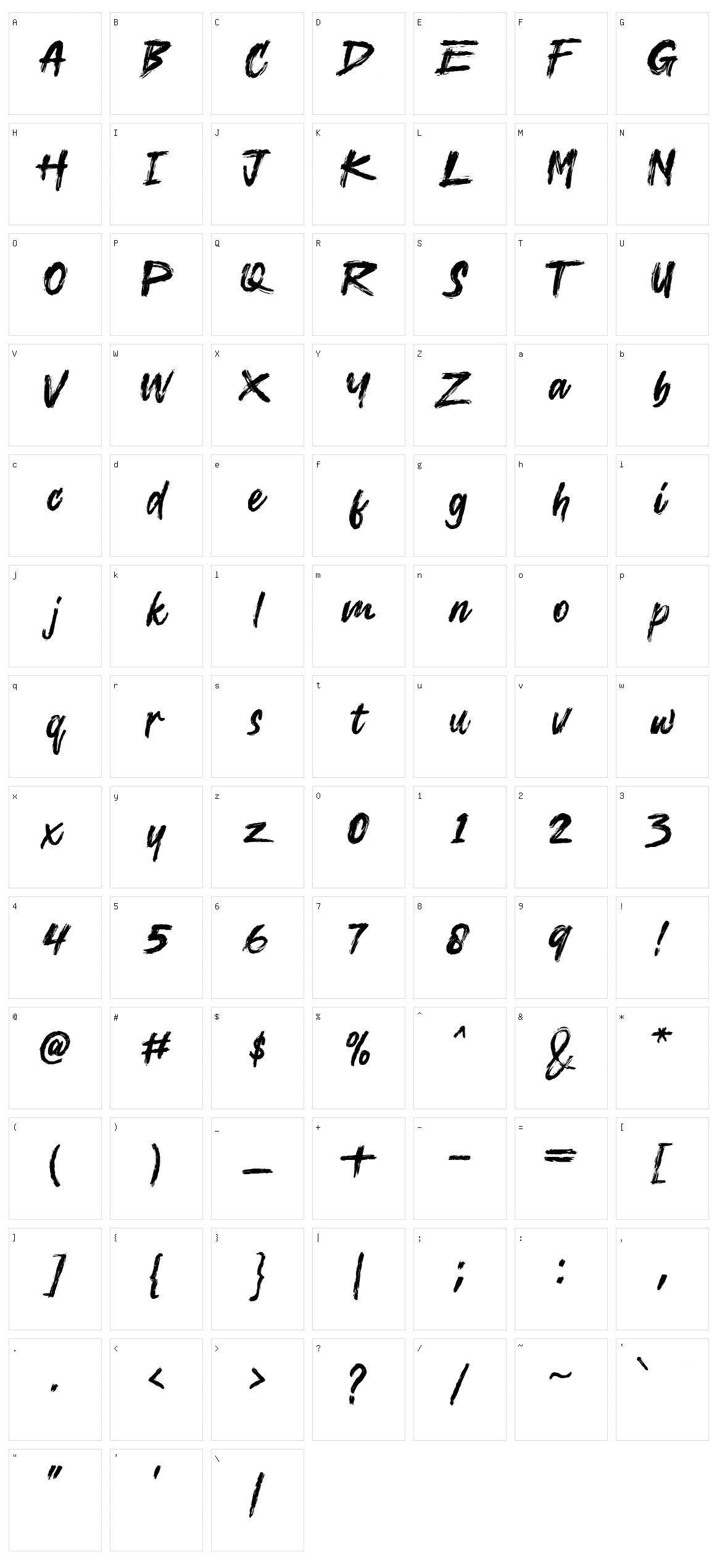 Redslit Character Set