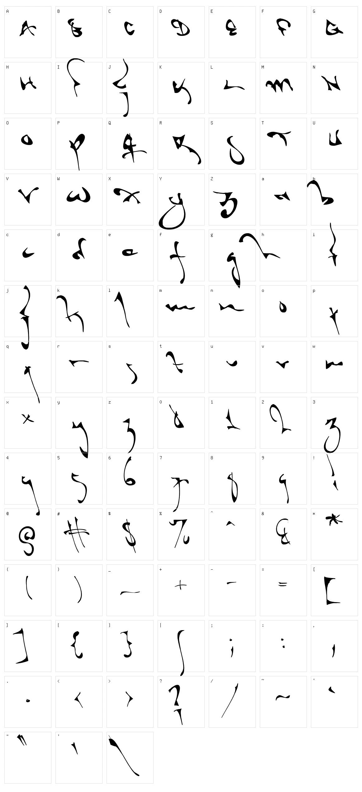 Shortbrush Character Set