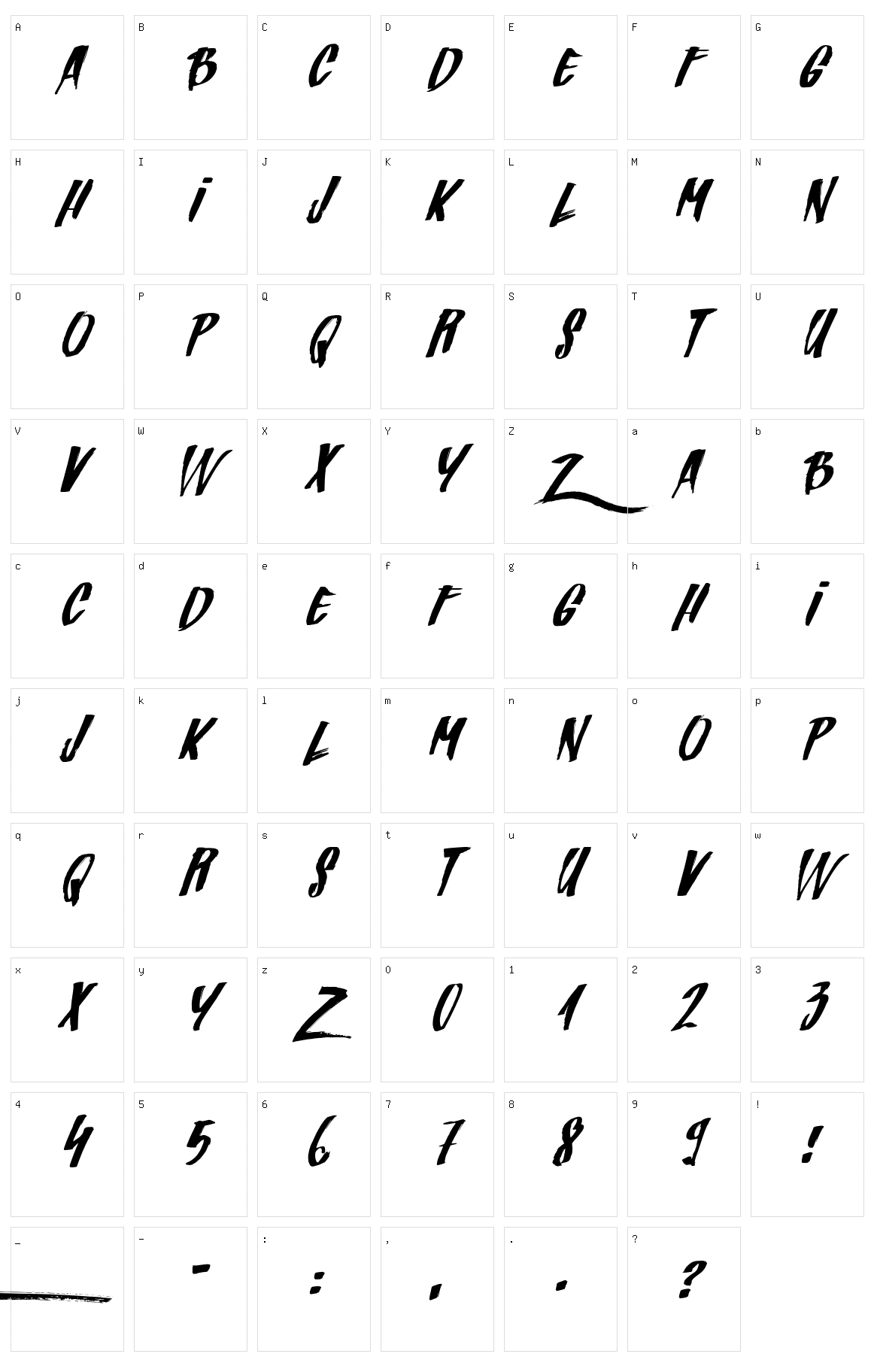 Zondas Character Set