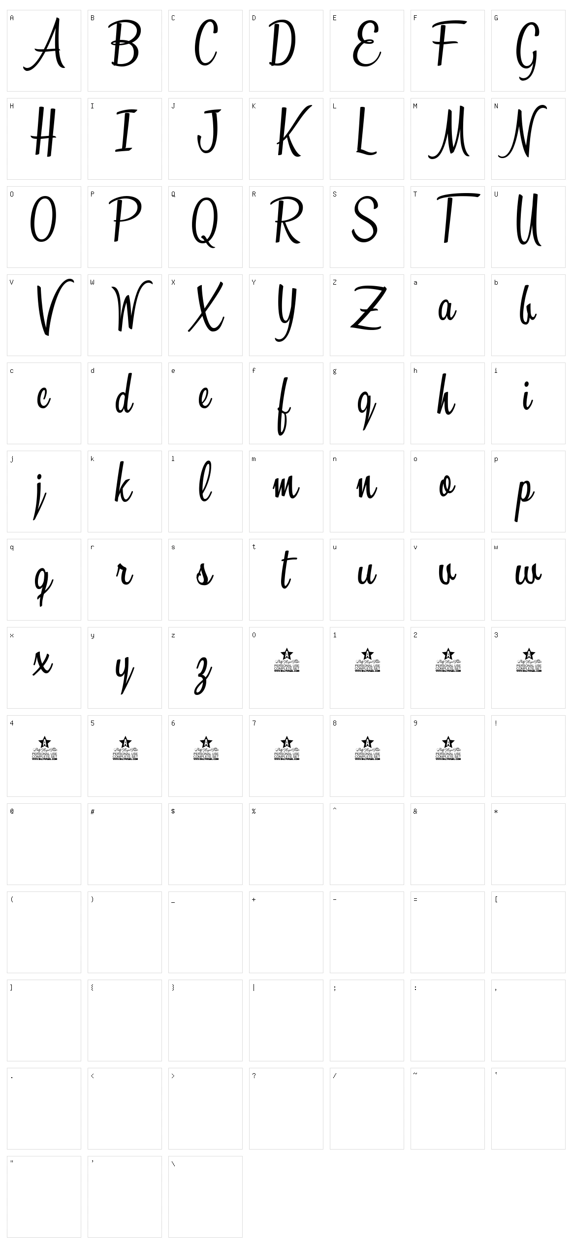 Sunshine Boulevard Character Set