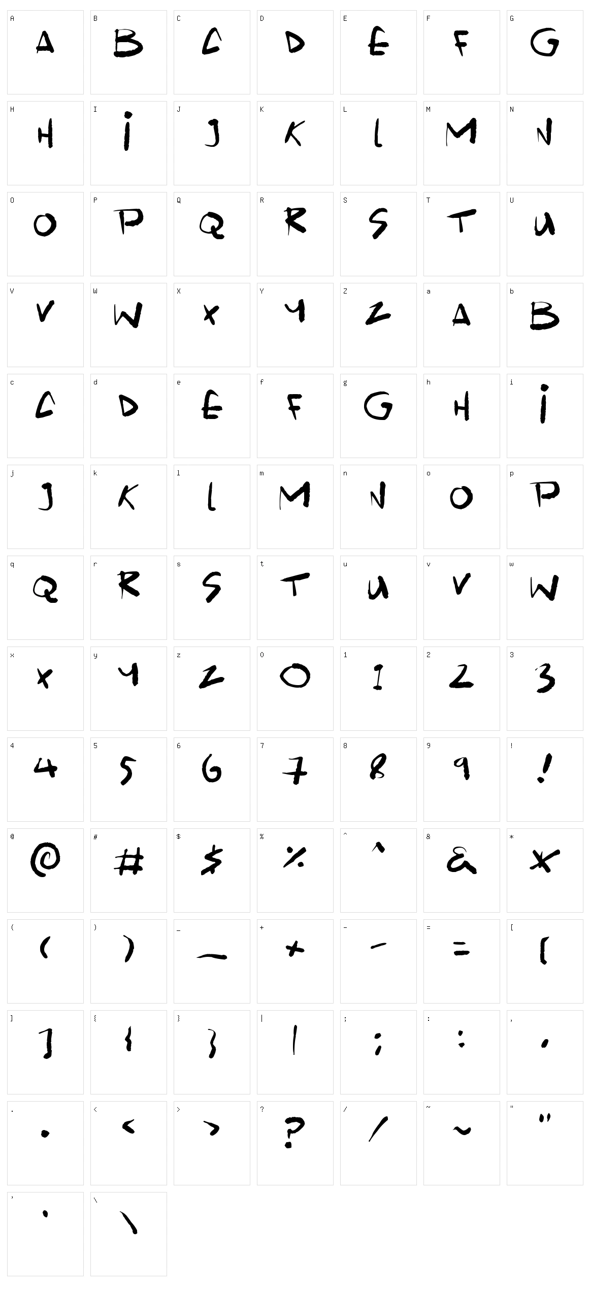 Scrawlamajig Character Set