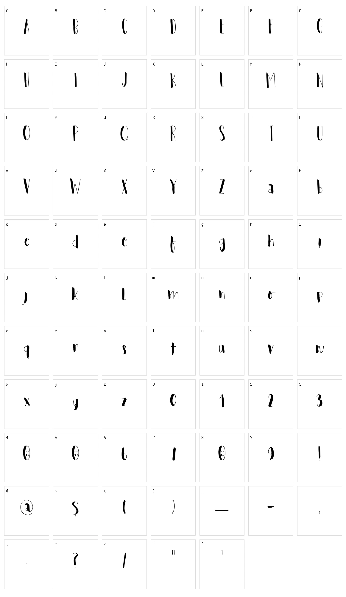 Woebegone Character Set