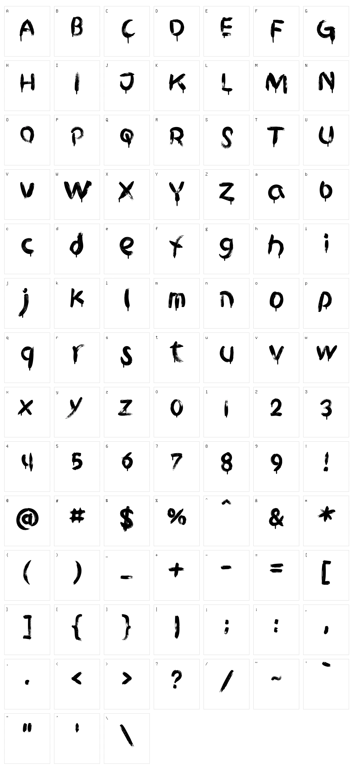 Griphite Character Set