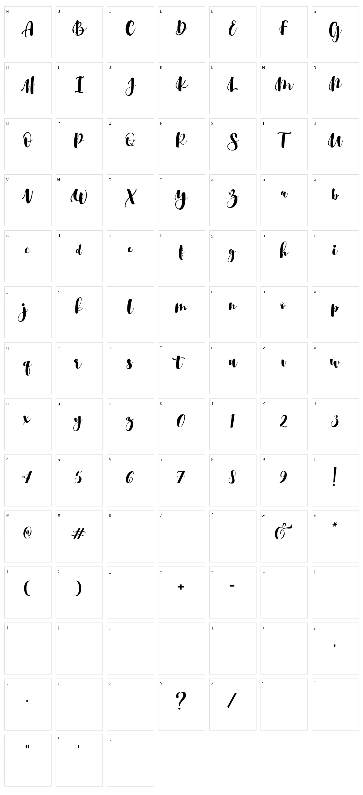 Srikonitta Script Character Set