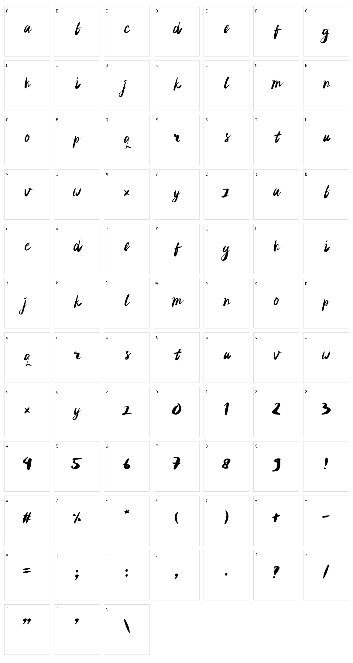 Rujak Petis Character Set
