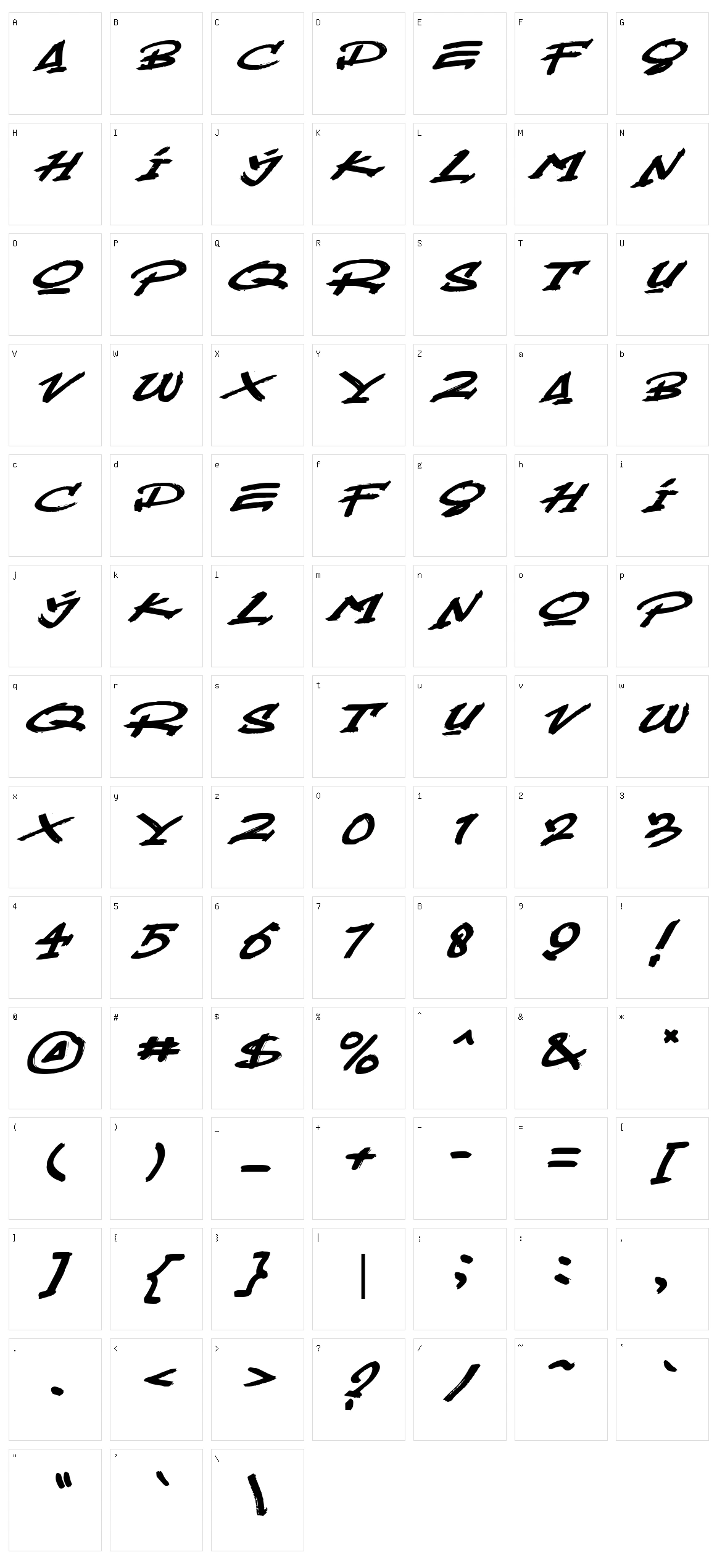 Mustbrow Character Set