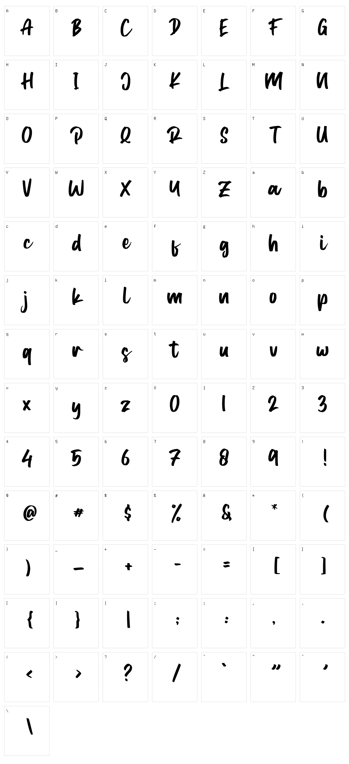 Typestory Character Set