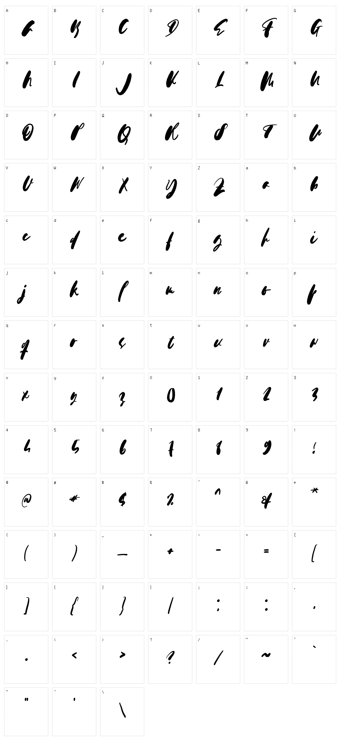 Moderna Script Character Set