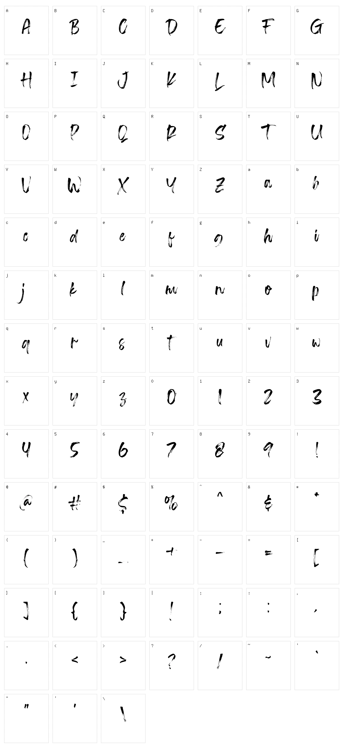 Transine Brush Character Set