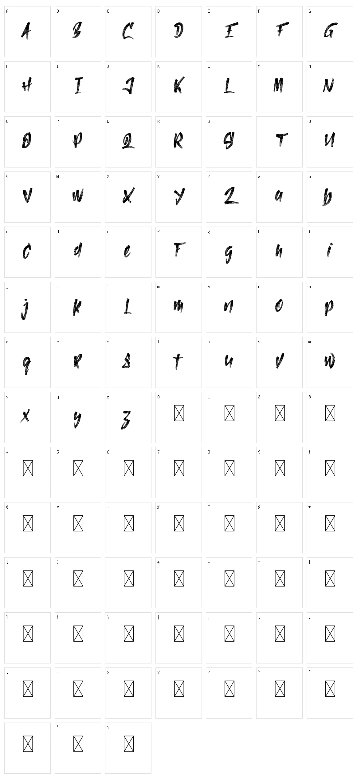 Sharphorn Character Set