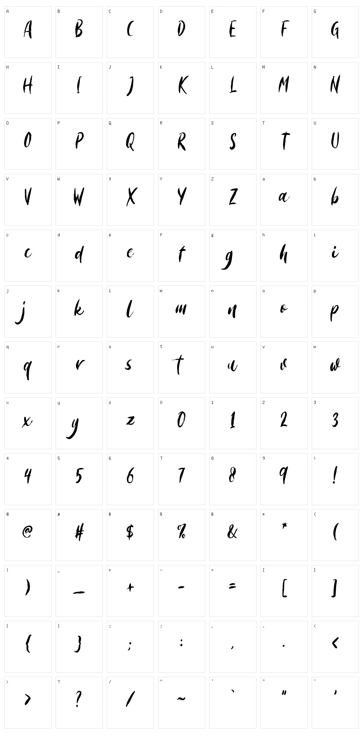 Morriles Script Character Set