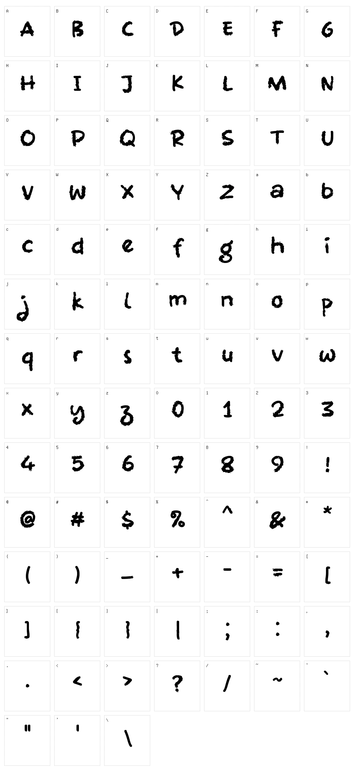 Noname Notes Character Set