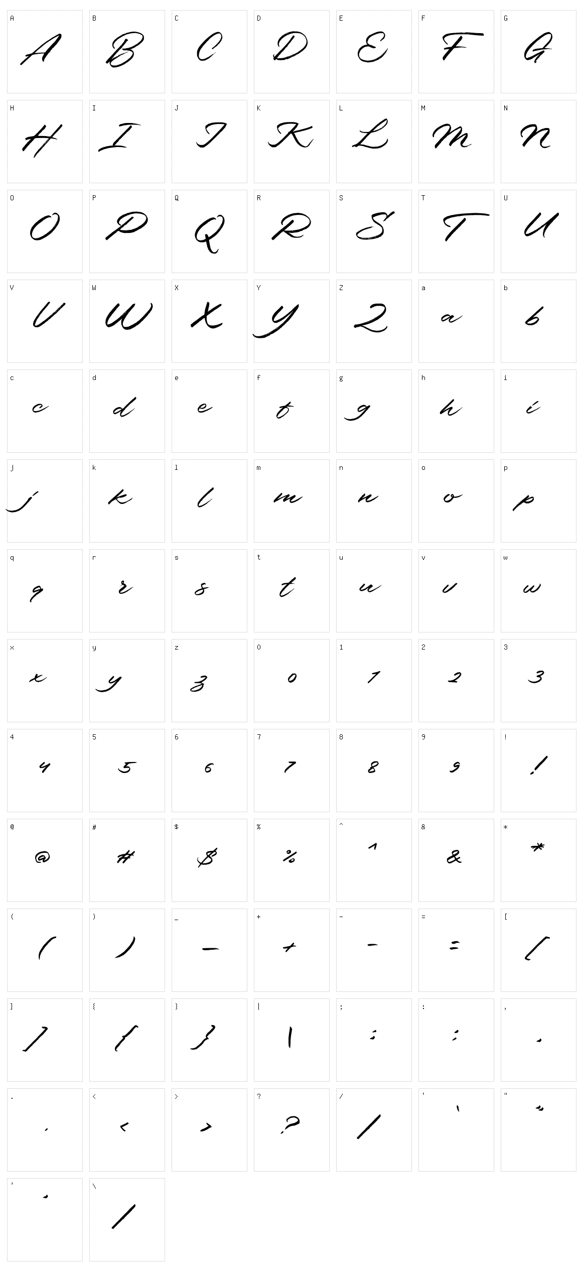 Minneapolis Script Character Set