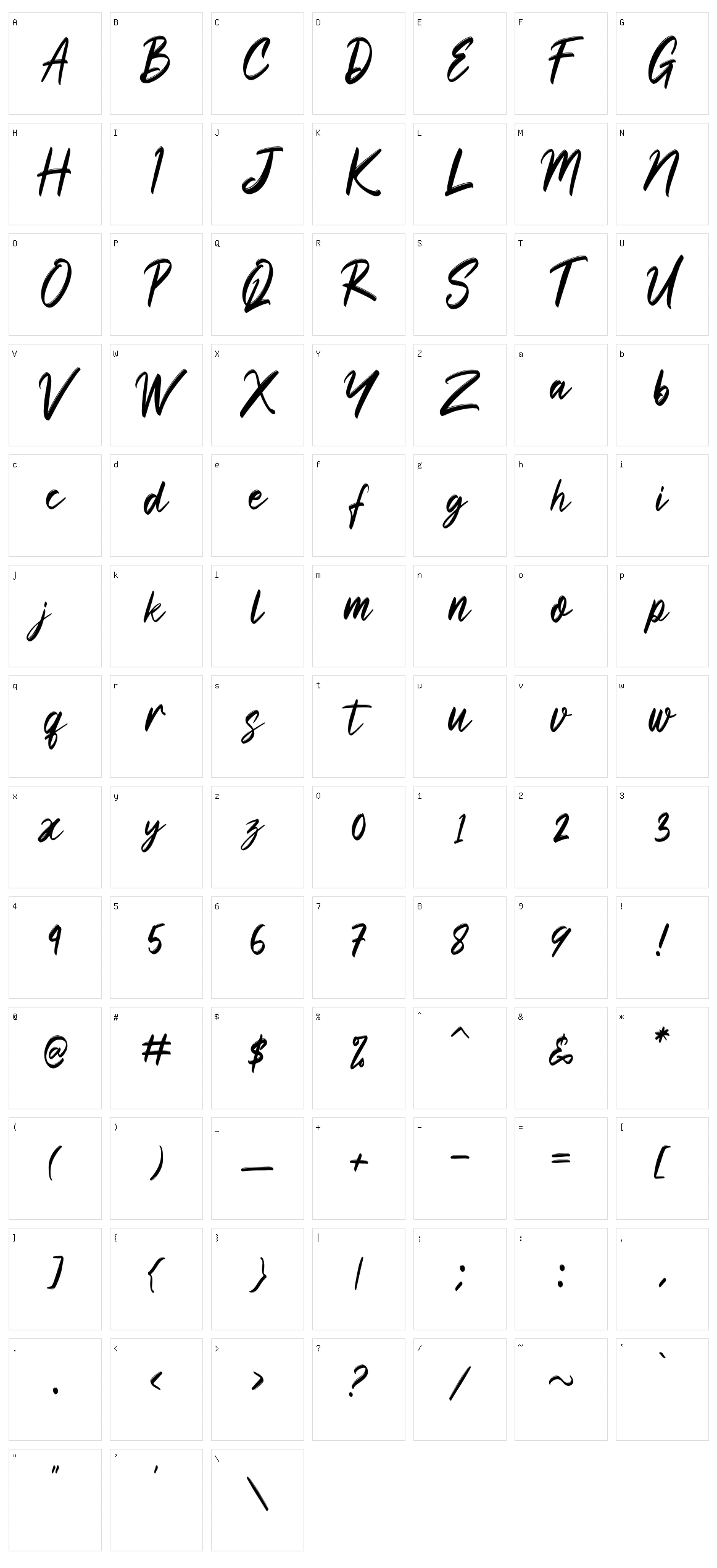 Zettosaid Character Set