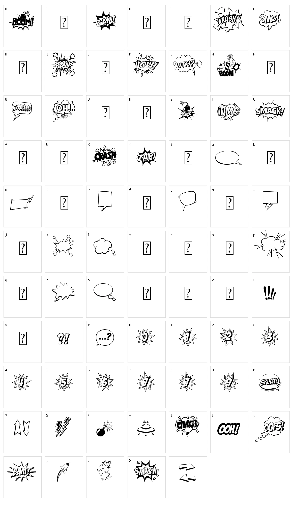 Comic Boom Elements Character Set