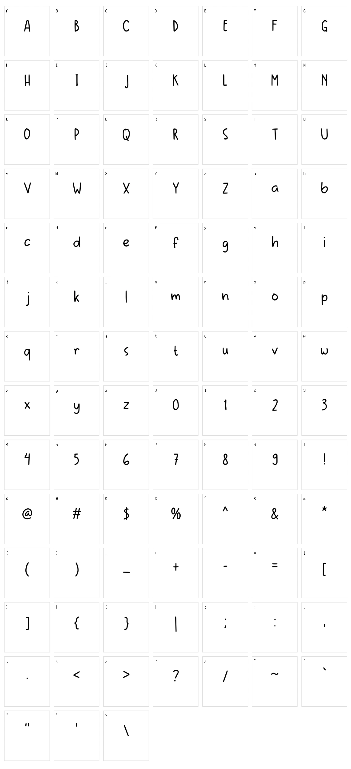 Cabe Rawit Character Set