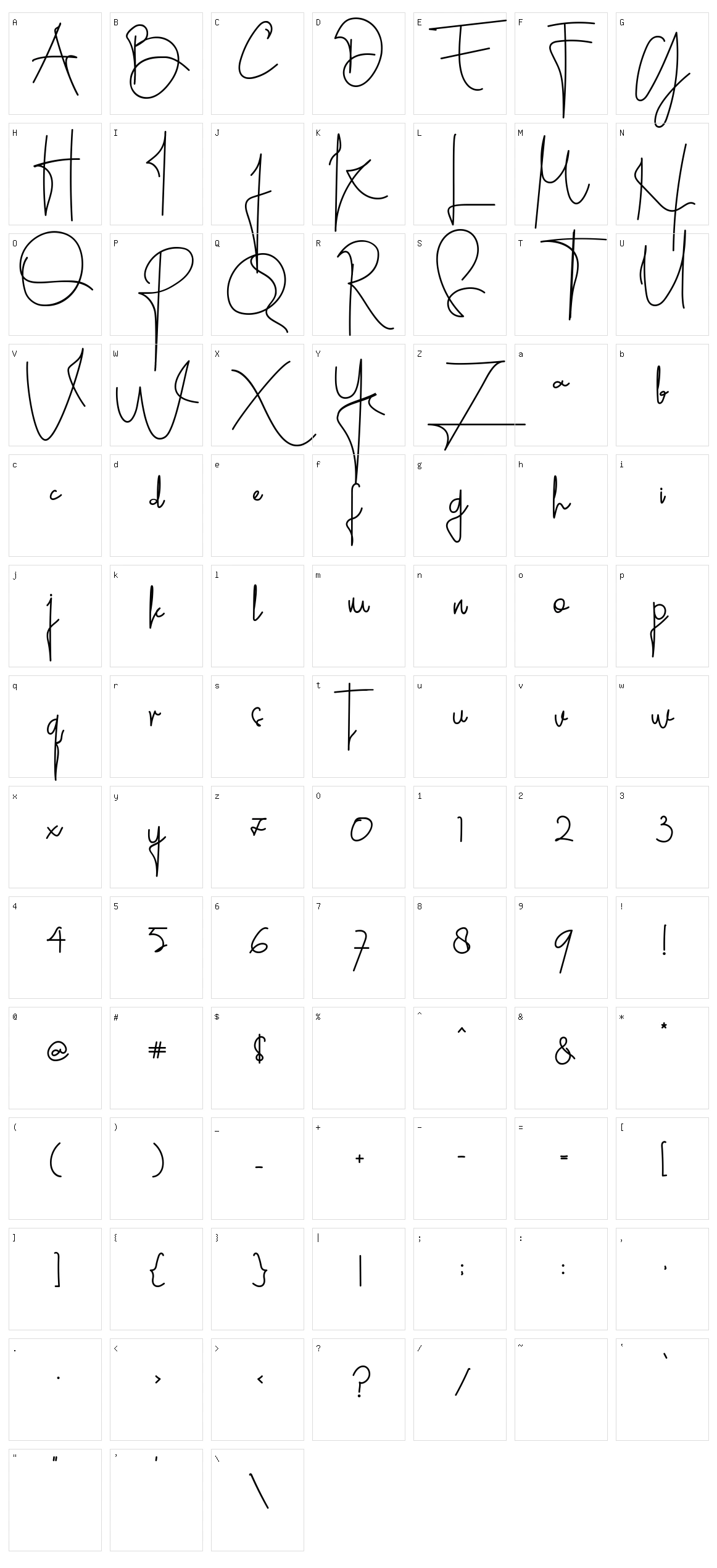 Caitlyn Script Character Set