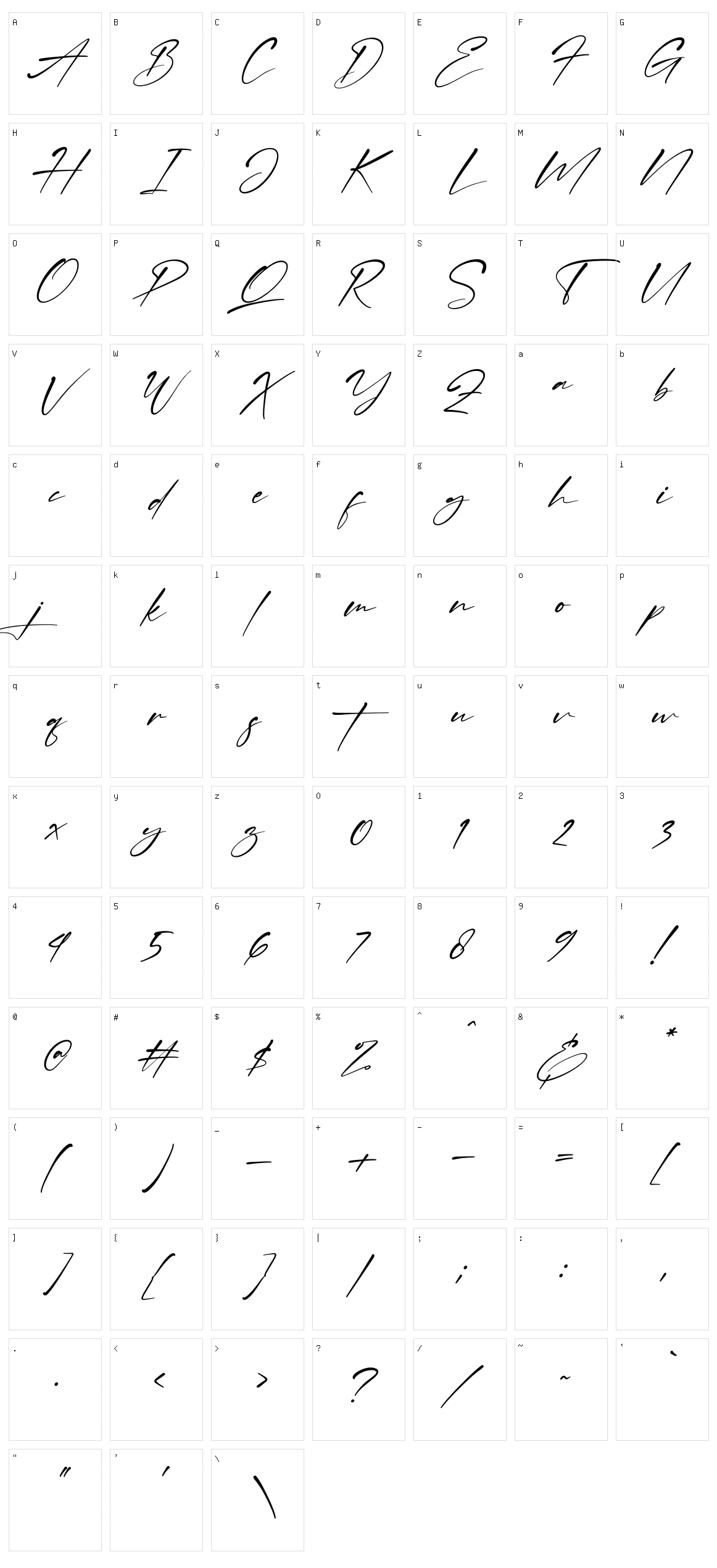 Callista Character Set