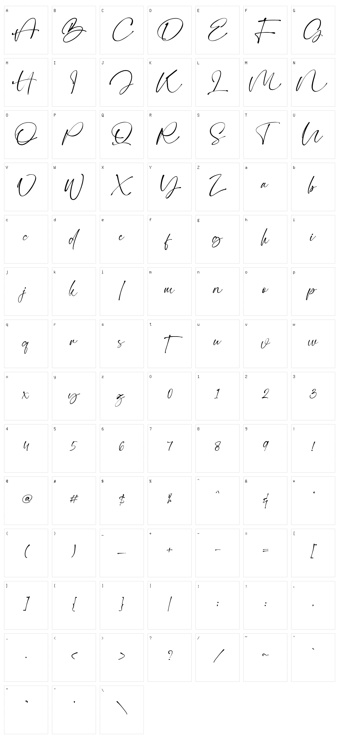 Calloada Character Set