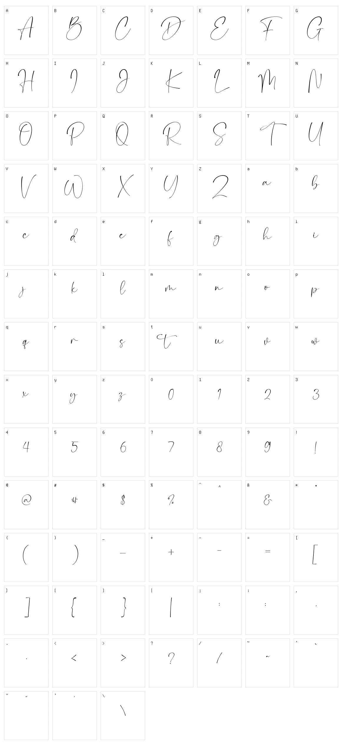 Camigata Character Set