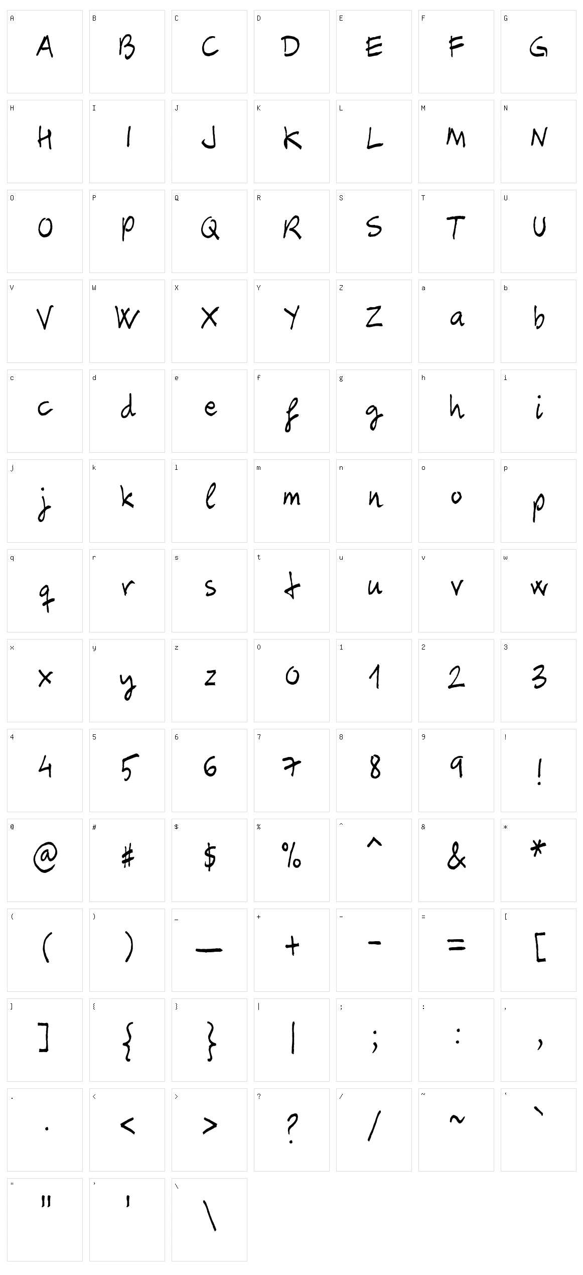 Carbax Character Set