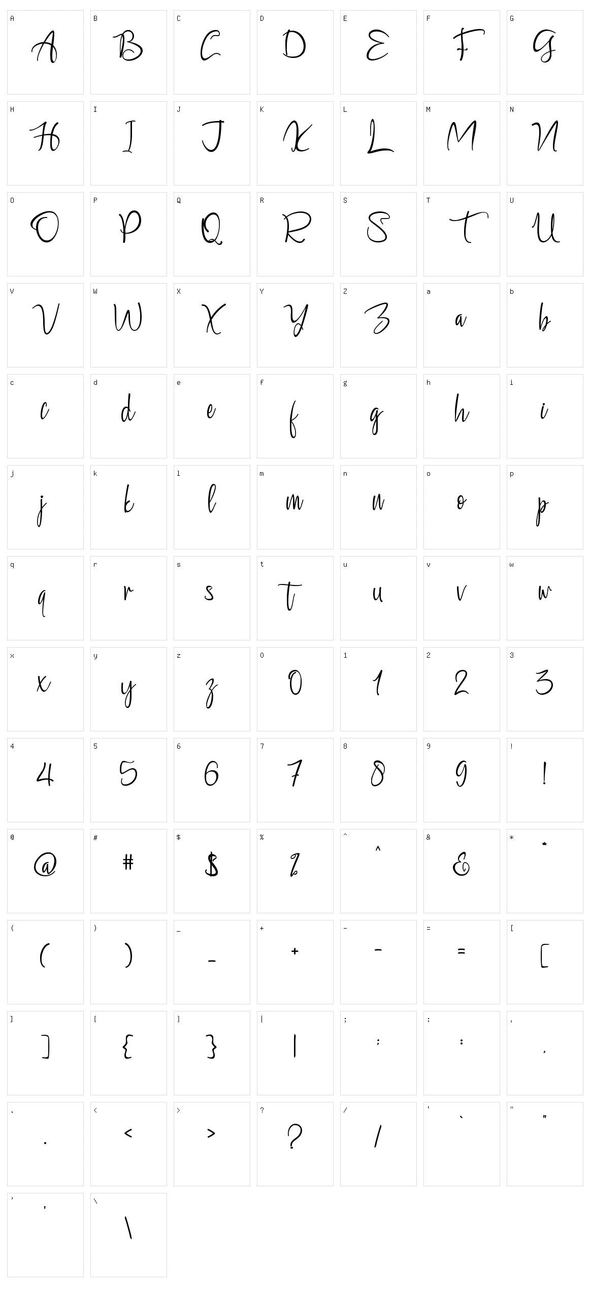 Carlottena Character Set