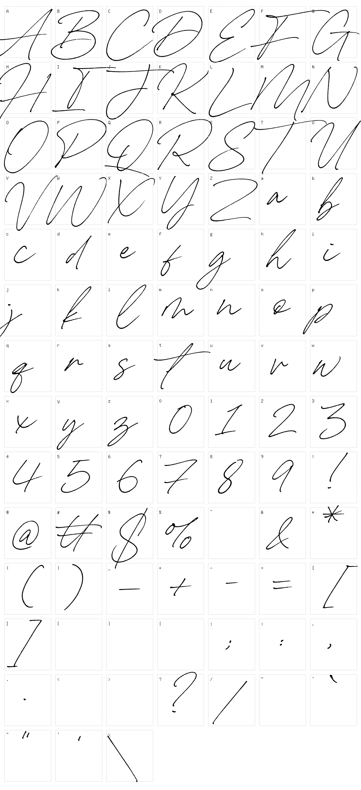 Carneys Gallery Script Character Set