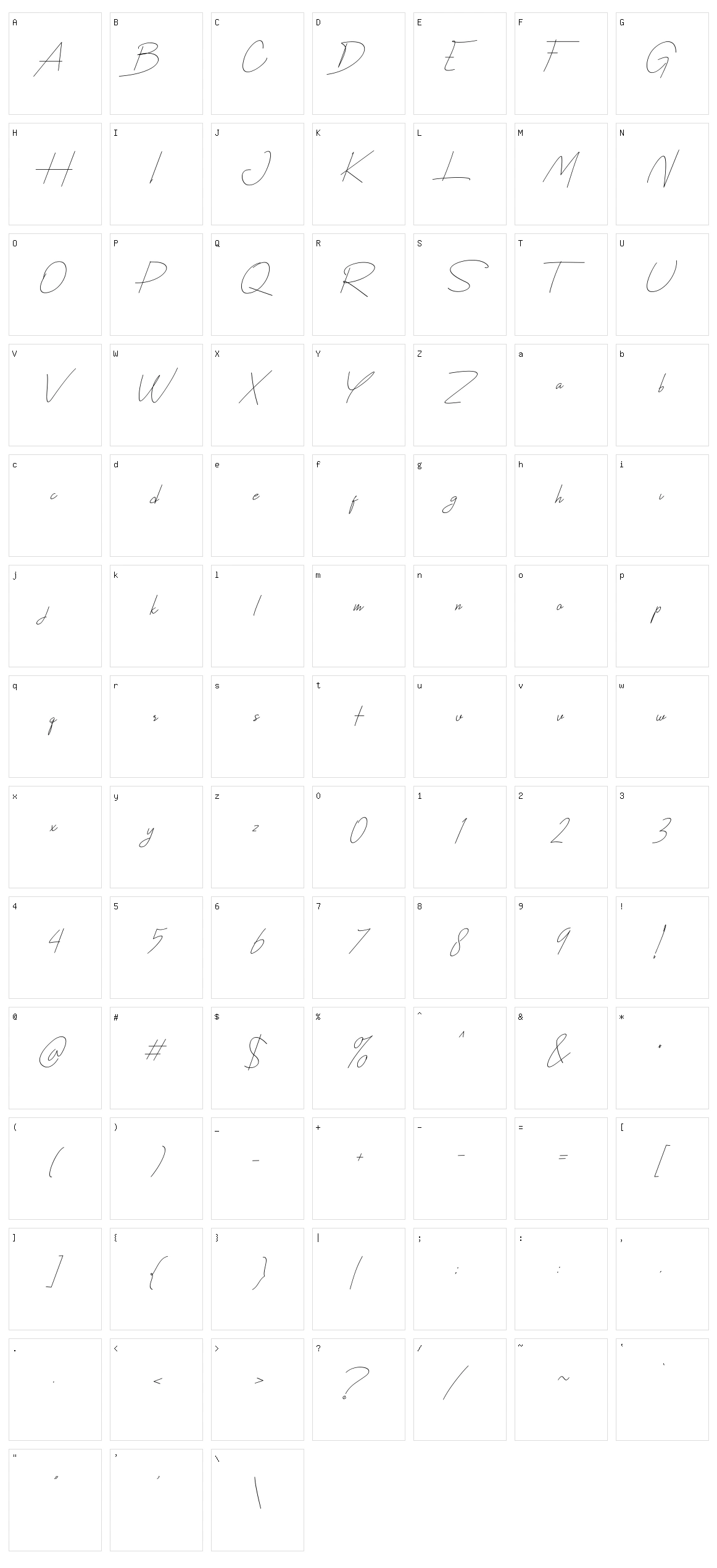 Casual Script Character Set