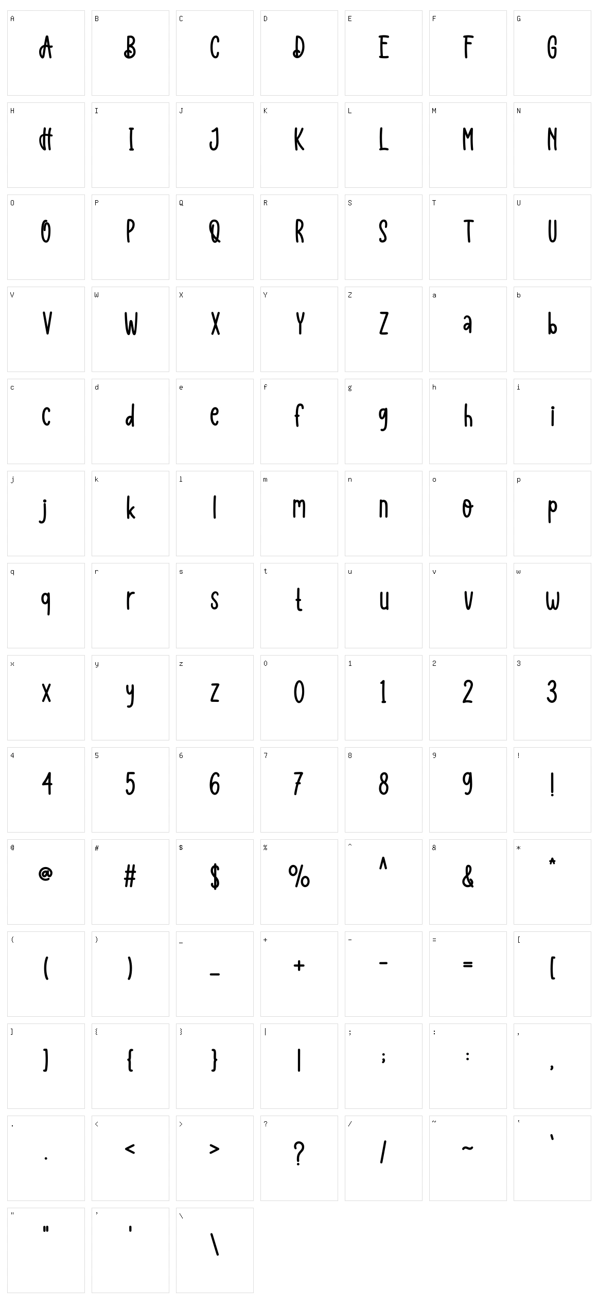 Catalina Vanessa Character Set