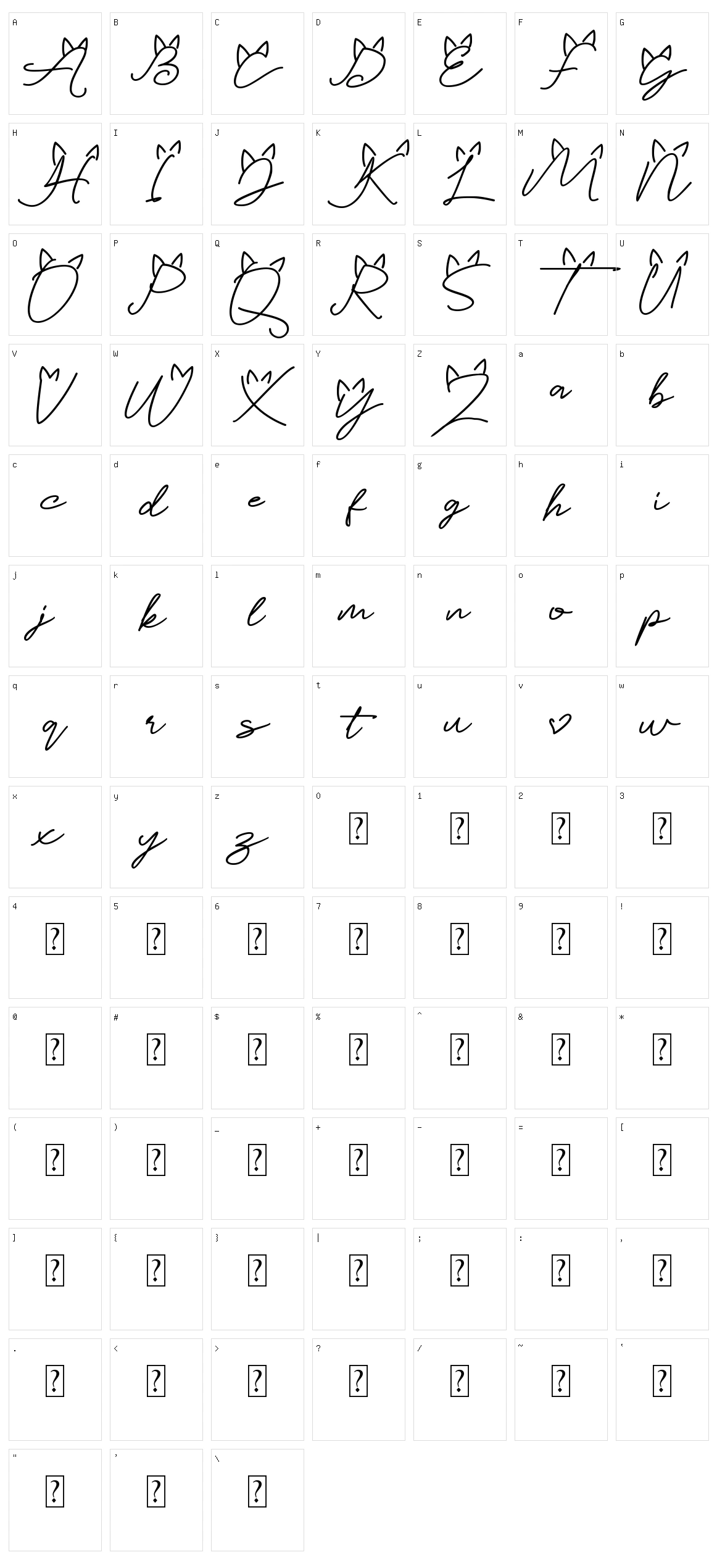 Catlove Character Set