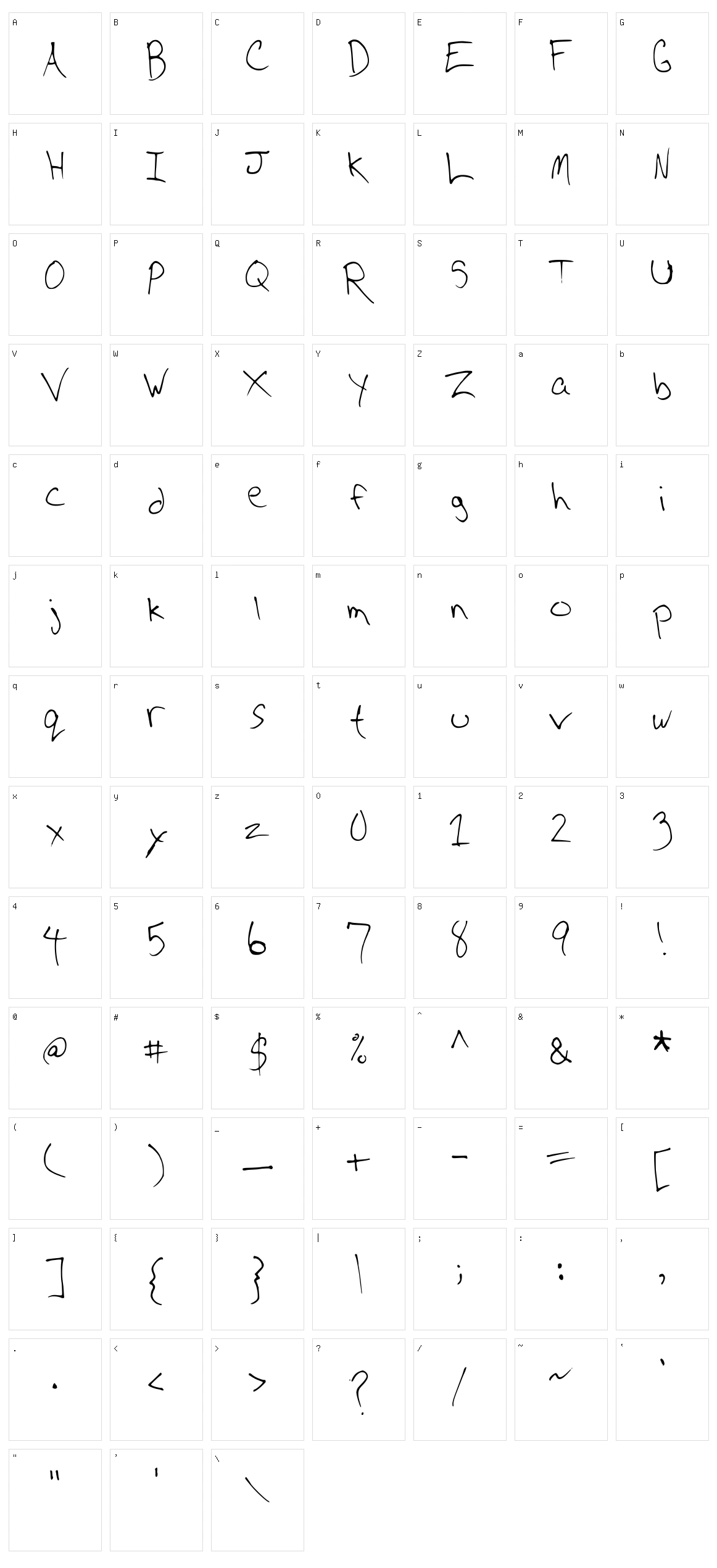 CD Writing Character Set