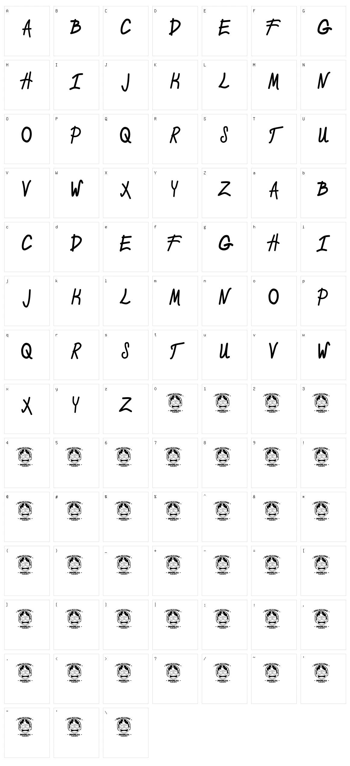 Ceria Cinta Character Set